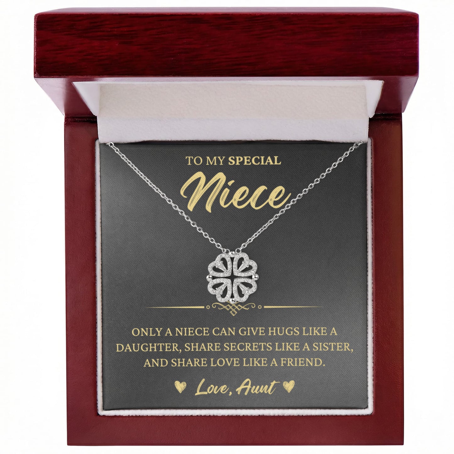 Four Heart Necklace - To My Special Niece "Share Love Like a Friend"
