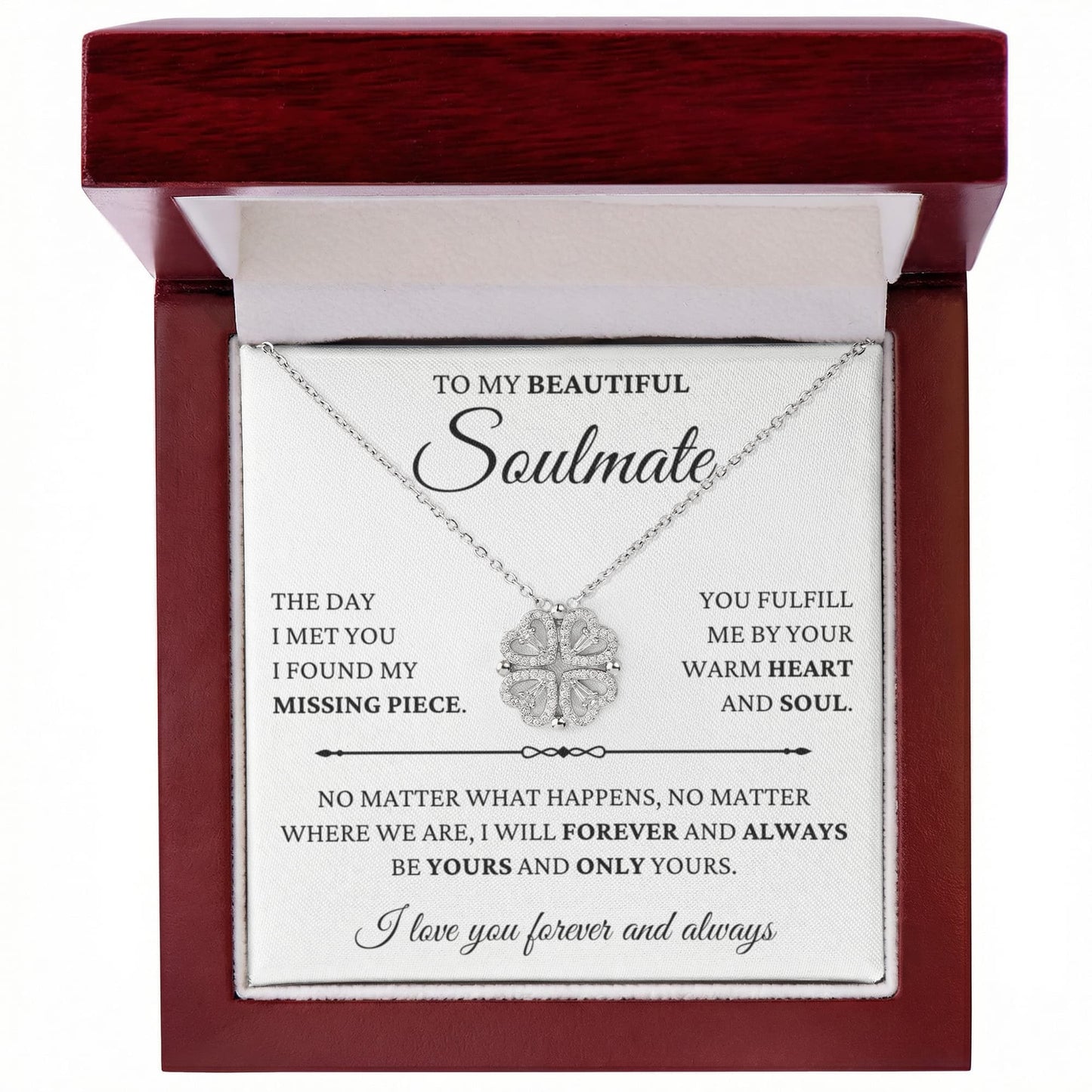 Four Heart Necklace - To My Beautiful Soulmate "I Found My Missing Piece"