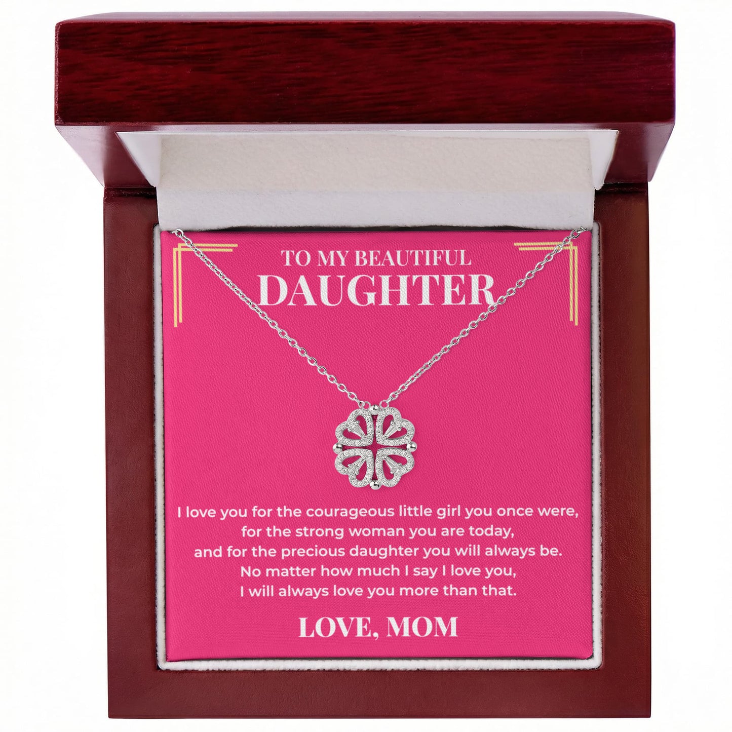 Magnetic Hearts Necklace - To My Beautiful Daughter "I Love You"