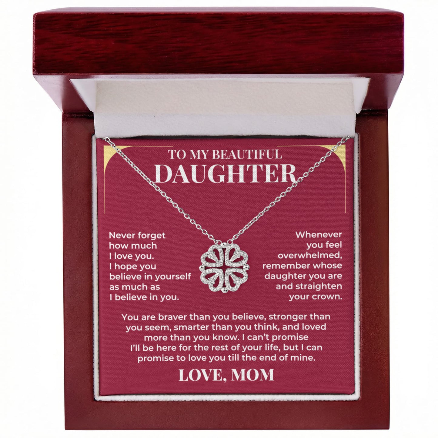 Magnetic Hearts Necklace - To My Daughter "Never Forget How Much I Love You"