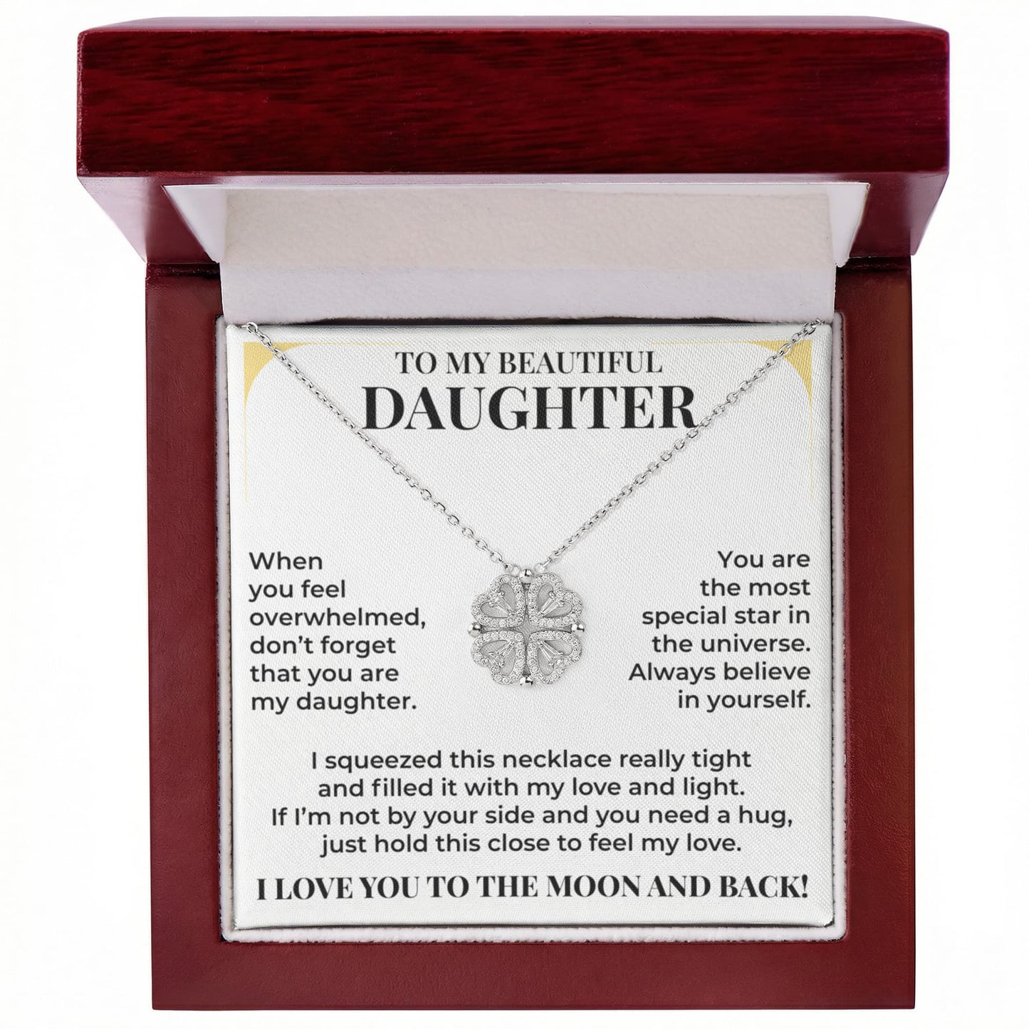 Magnetic Hearts Necklace - To My Beautiful Daughter "Always Believe In Yourself"