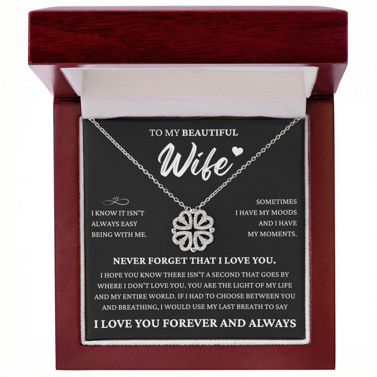Four Hearts Necklace - To My Wife "Never Forget That I Love You"