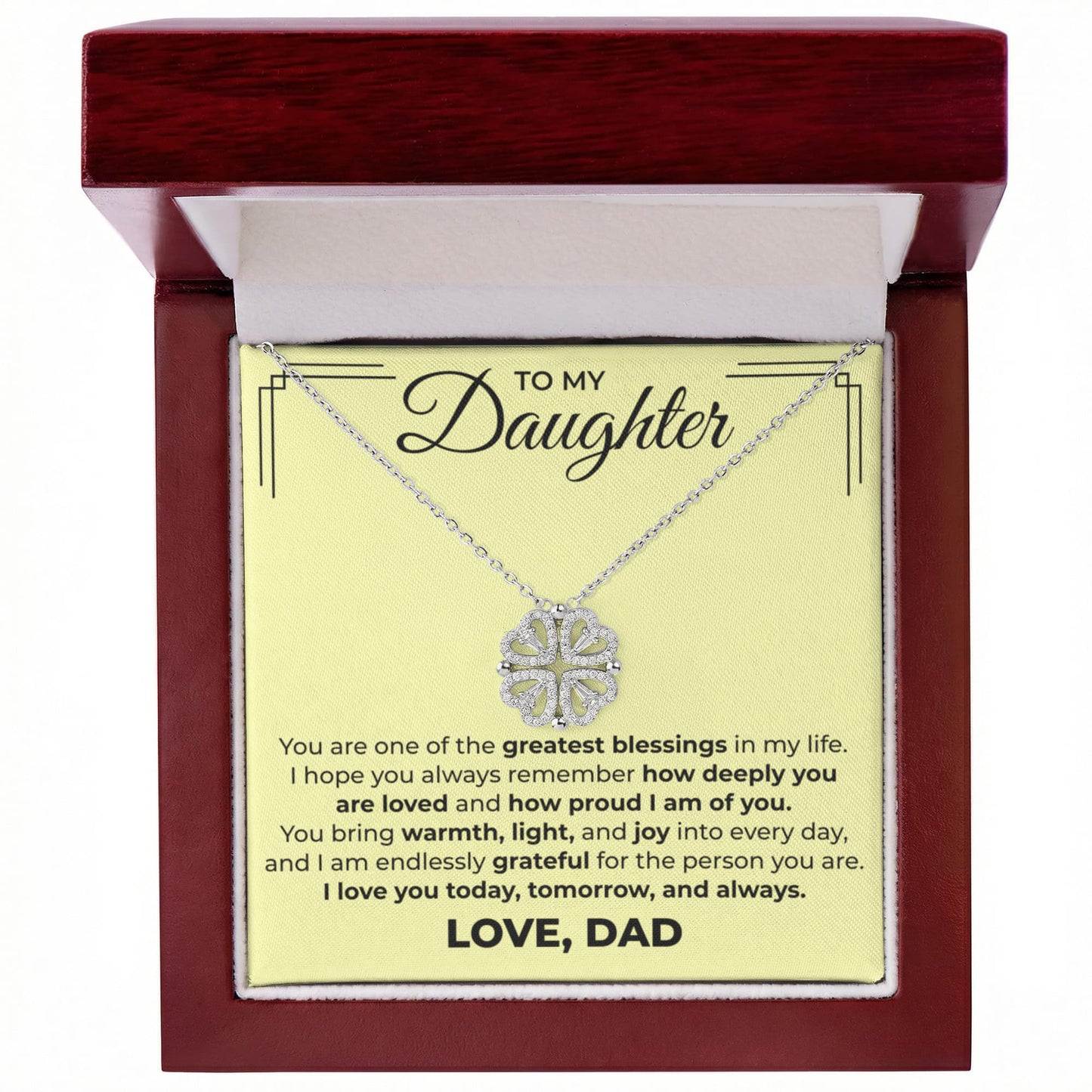 Magnetic Hearts Necklace - To My Daughter "I Love You Today, Tomorrow and Always"
