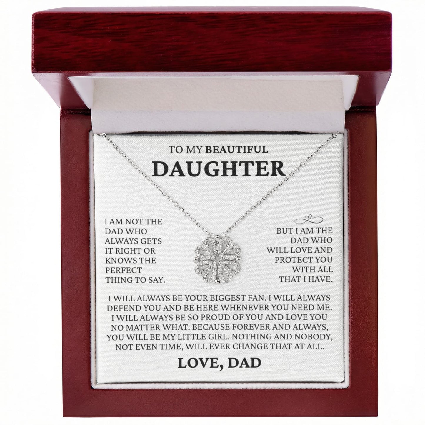 Four Heart Necklace - To My Beautiful Daughter "I Will Be Your Biggest Fan"