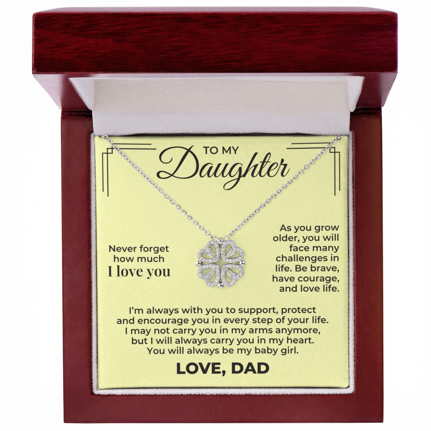 Magnetic Hearts Necklace - To My Daughter "Never Forget How Much I Love You"