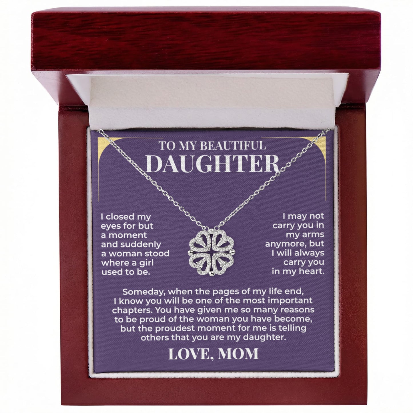 Magnetic Hearts Necklace - To My Beautiful Daughter "I Will Always Carry You In My Heart"