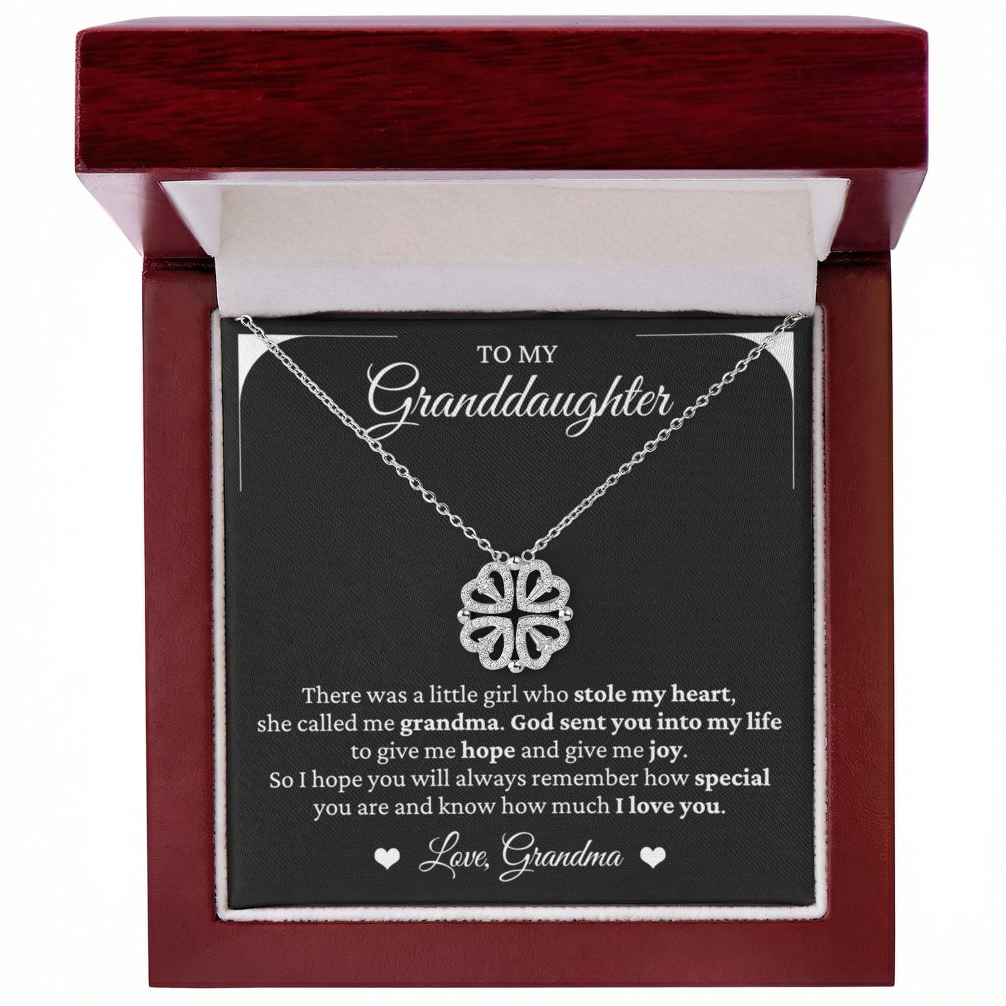 Four Heart Necklace - To My Granddaughter "God Sent You Into My Life"