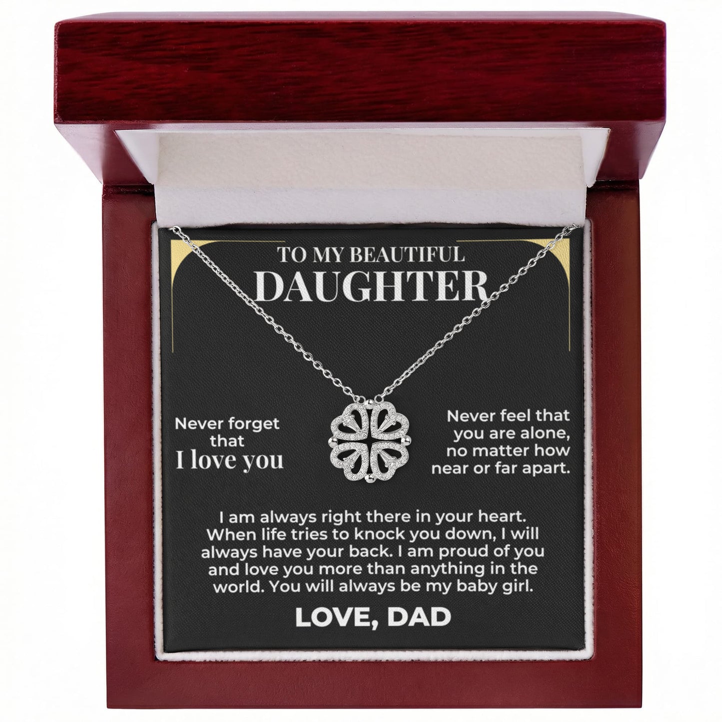 Magnetic Hearts Necklace - To My Beautiful Daughter "I Am Proud Of You"
