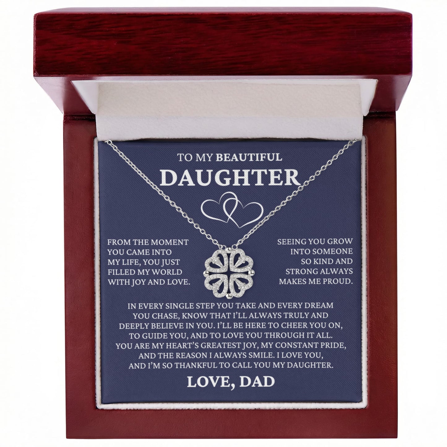 Four Heart Necklace - To My Beautiful Daughter "I Love You"