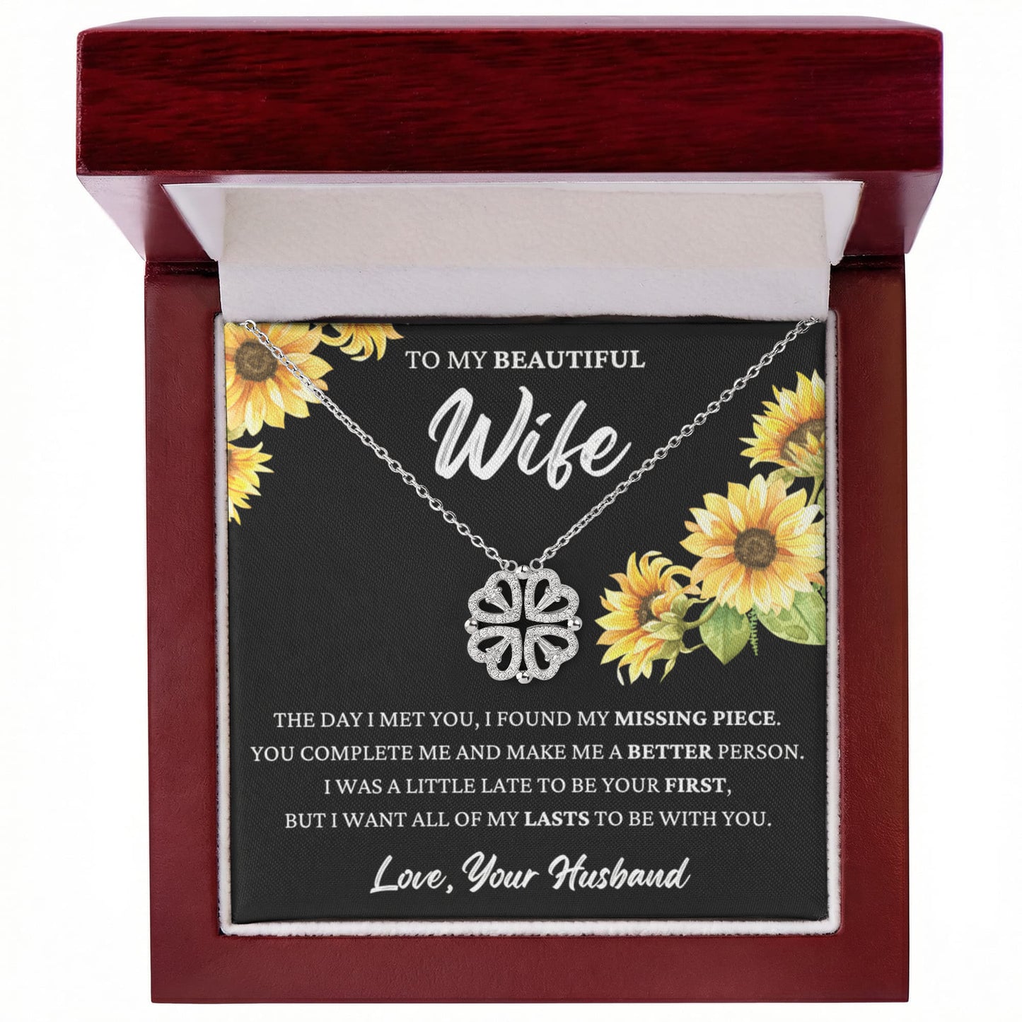 Four Heart Necklace - To My Beautiful Wife "I Found My Missing Piece"