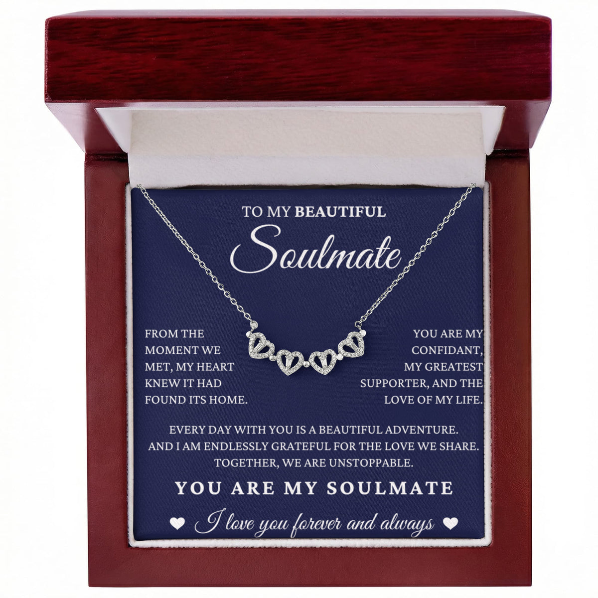 Four Hearts Necklace - To My Beautiful Soulmate "You Are My Confidant"
