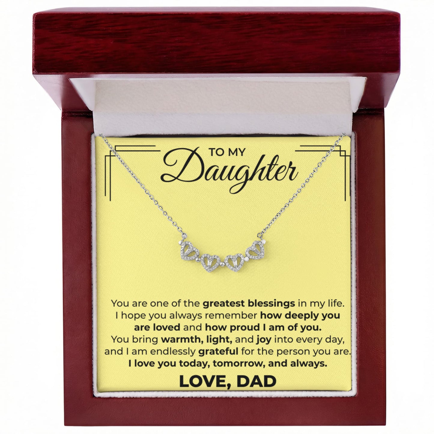 Magnetic Hearts Necklace - To My Daughter "I Love You Today, Tomorrow and Always"