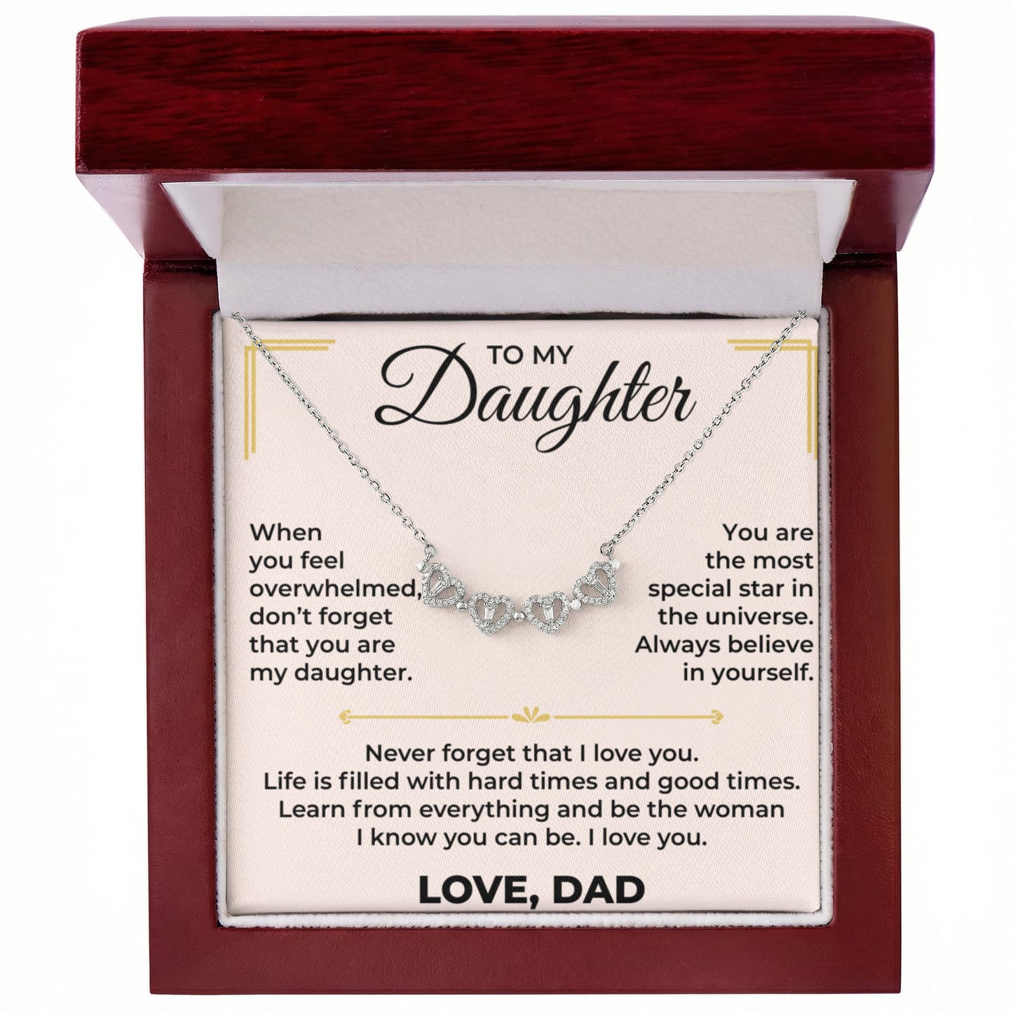 Magnetic Hearts Necklace - To My Daughter "Never Forget That I Love You"