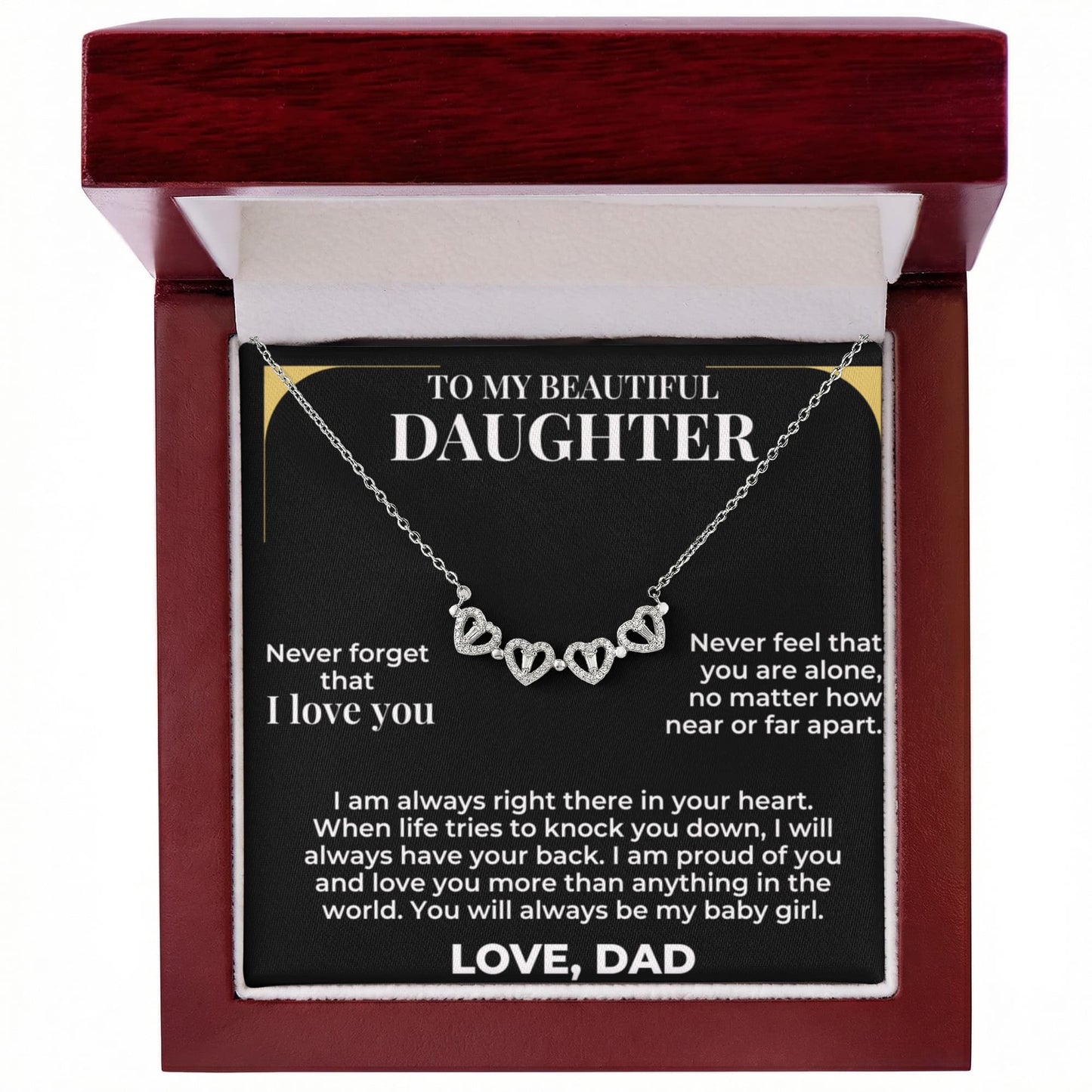 Magnetic Hearts Necklace - To My Beautiful Daughter "I Am Proud Of You"