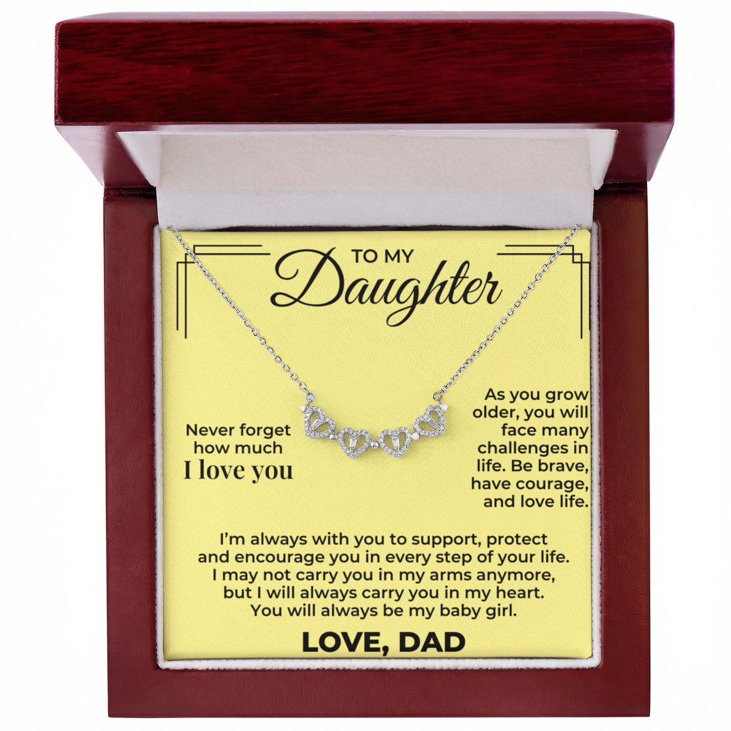 Magnetic Hearts Necklace - To My Daughter "Never Forget How Much I Love You"