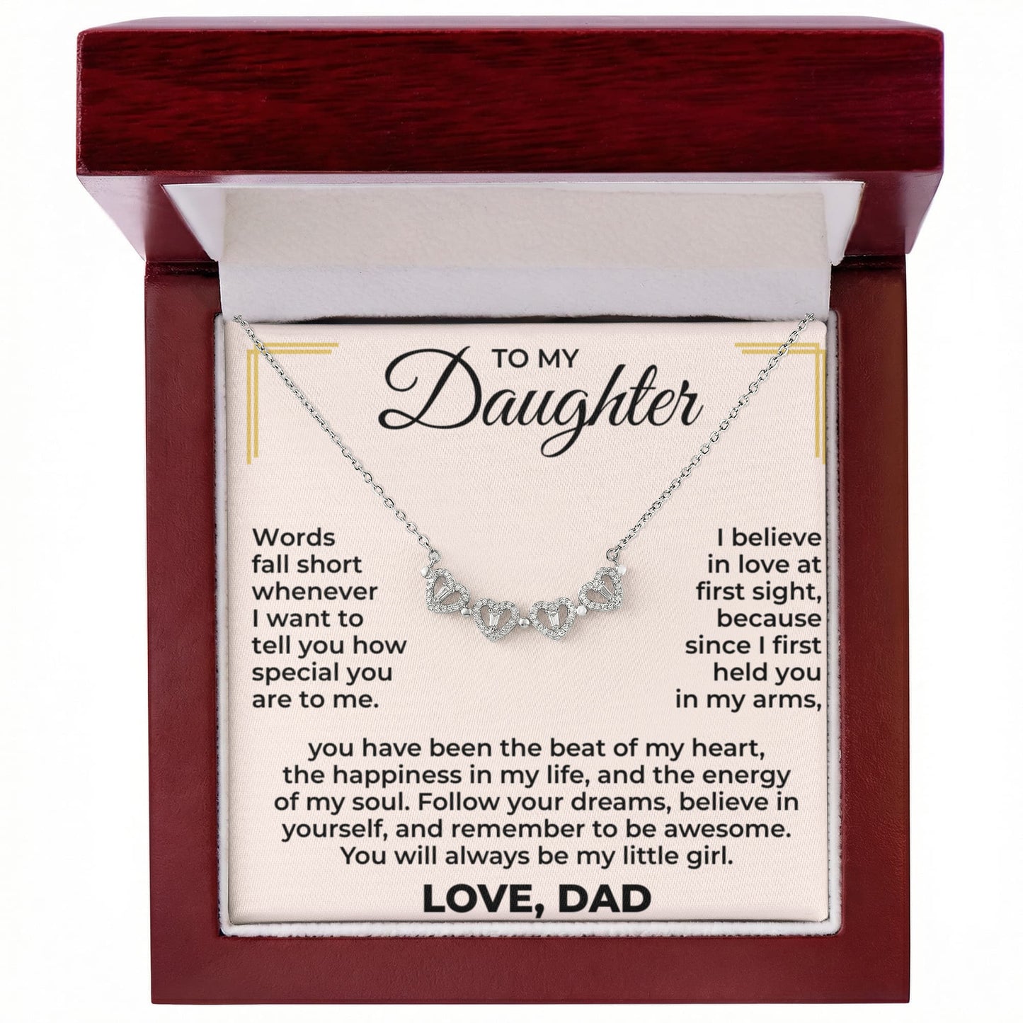 Magnetic Hearts Necklace - To My Daughter "Follow Your Dreams"