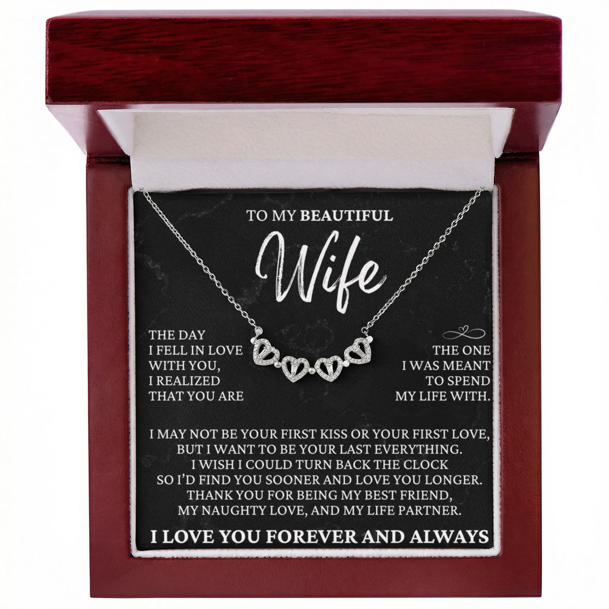 Four Hearts Necklace - To My Beautiful Wife "My Life Partner"