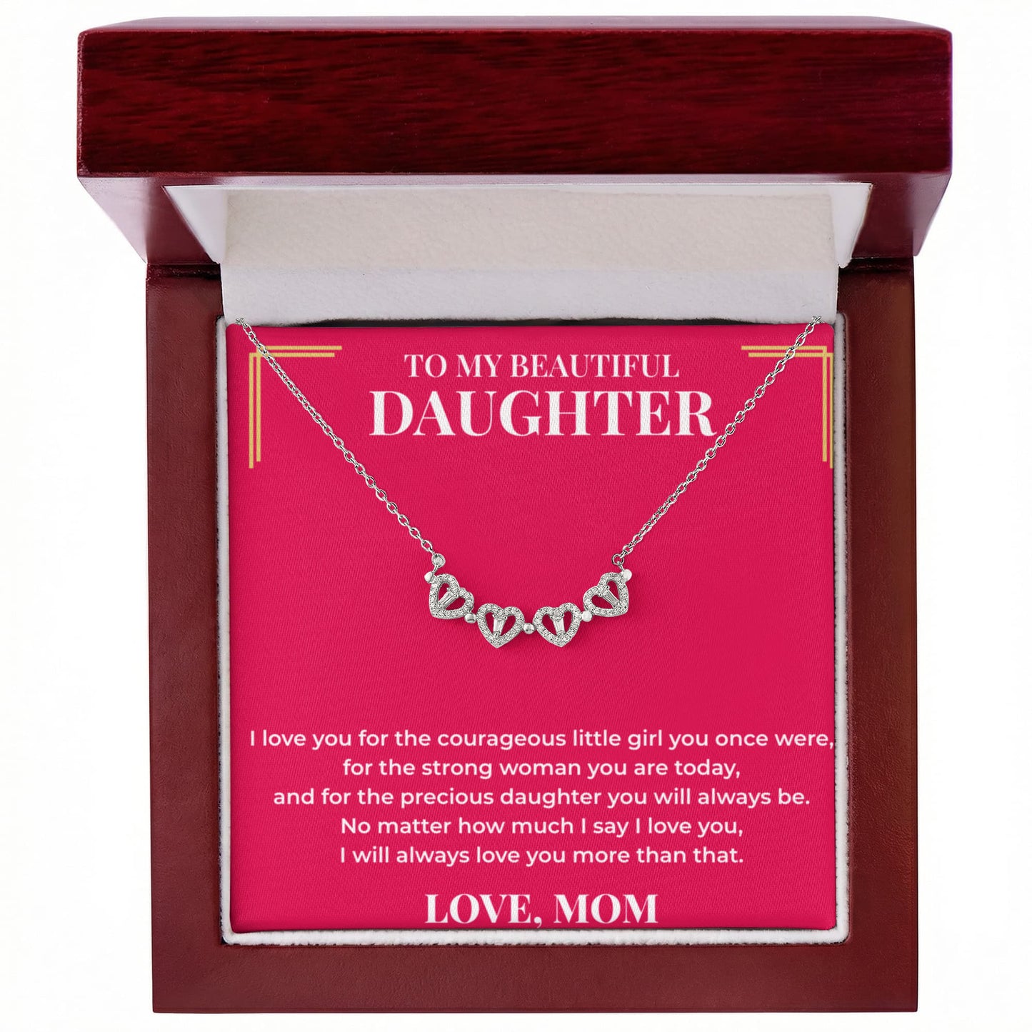 Magnetic Hearts Necklace - To My Beautiful Daughter "I Love You"