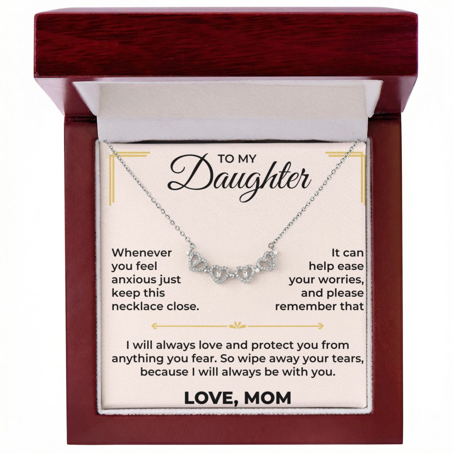 Magnetic Hearts Necklace - To My Beautiful Daughter "I Will Always Be With You"