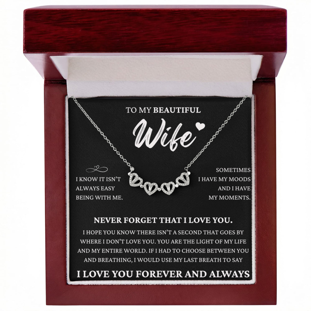 Four Hearts Necklace - To My Wife "Never Forget That I Love You"