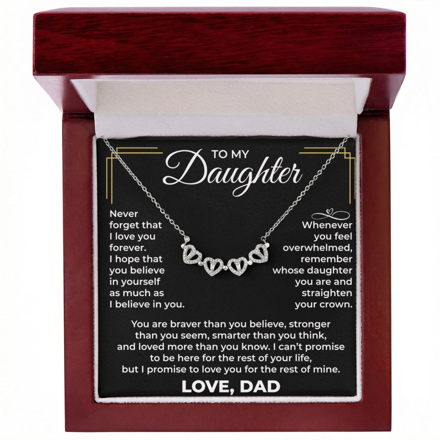 Magnetic Hearts Necklace - To My Daughter "Straighten Your Crown"
