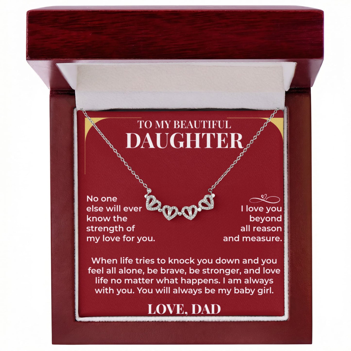 Magnetic Hearts Necklace - To My Beautiful Daughter "I Am Always With You"
