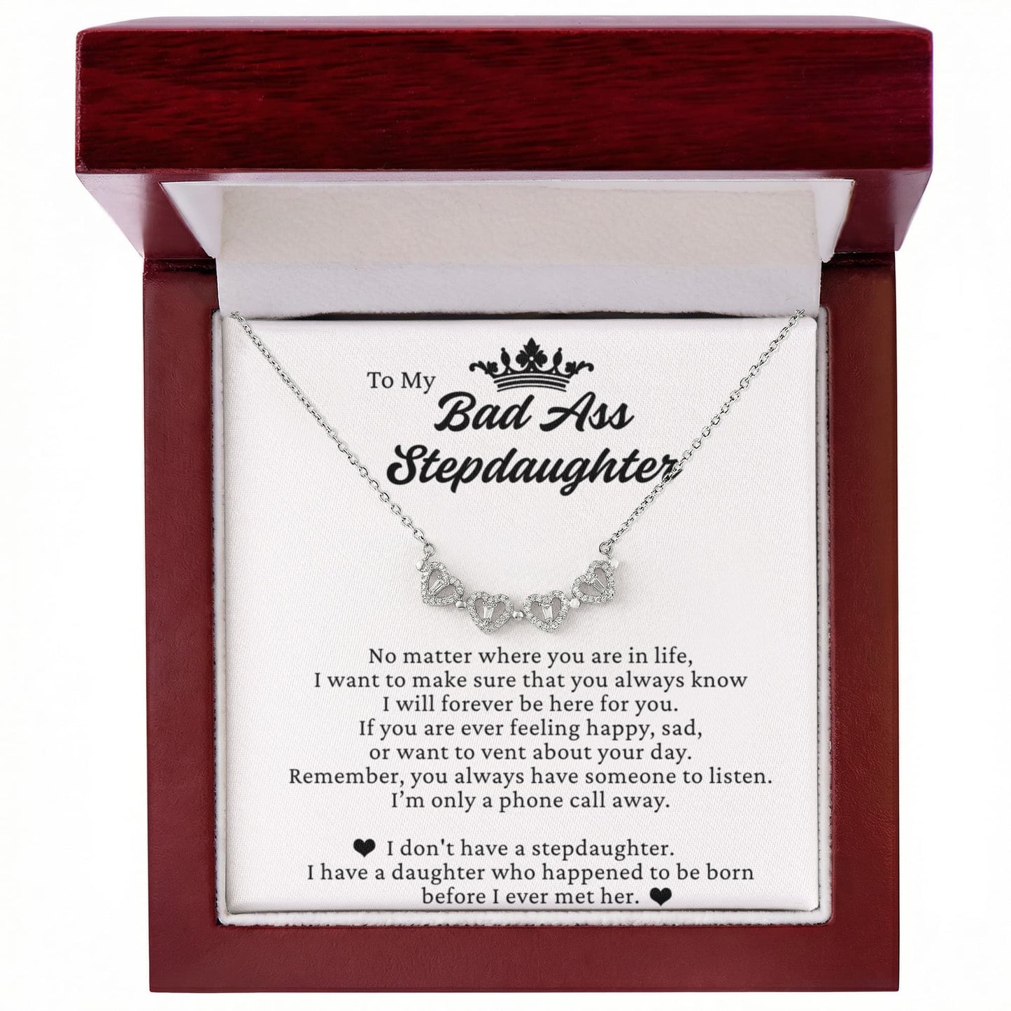 Four Heart Necklace - To My Badass Stepdaughter