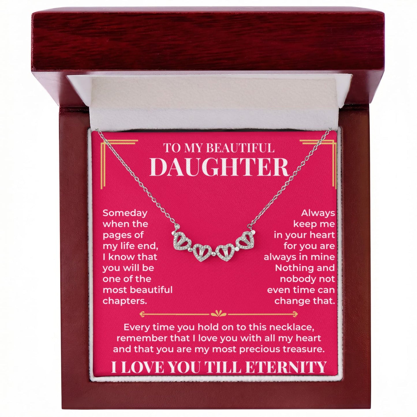 Magnetic Hearts Necklace - To My Beautiful Daughter "Always Keep Me In Your Heart"