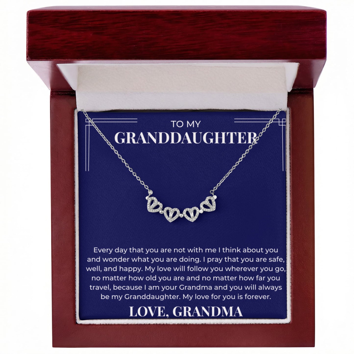 Four Heart Necklace - To My Granddaughter "My Love for you is Forever"