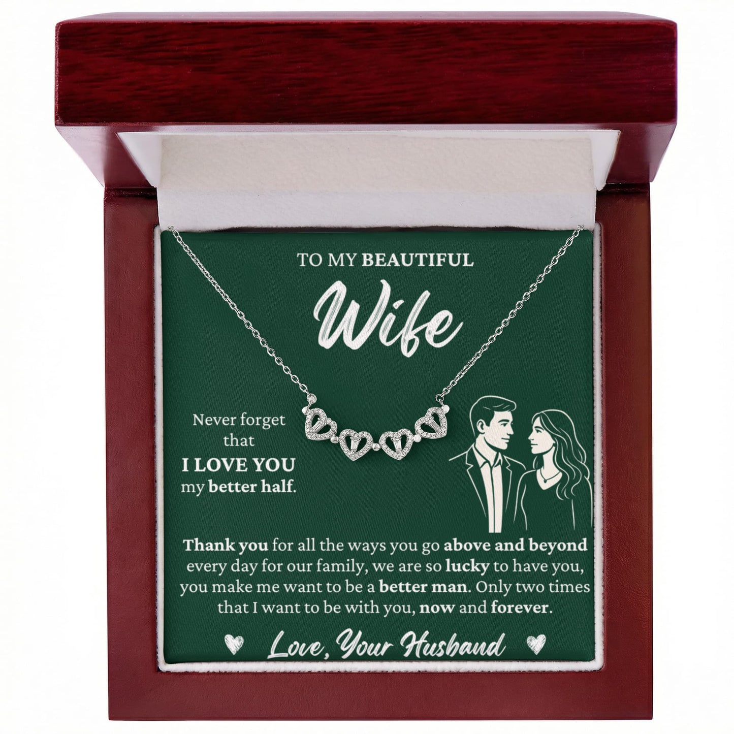 Four Heart Necklace - To My Beautiful Wife
