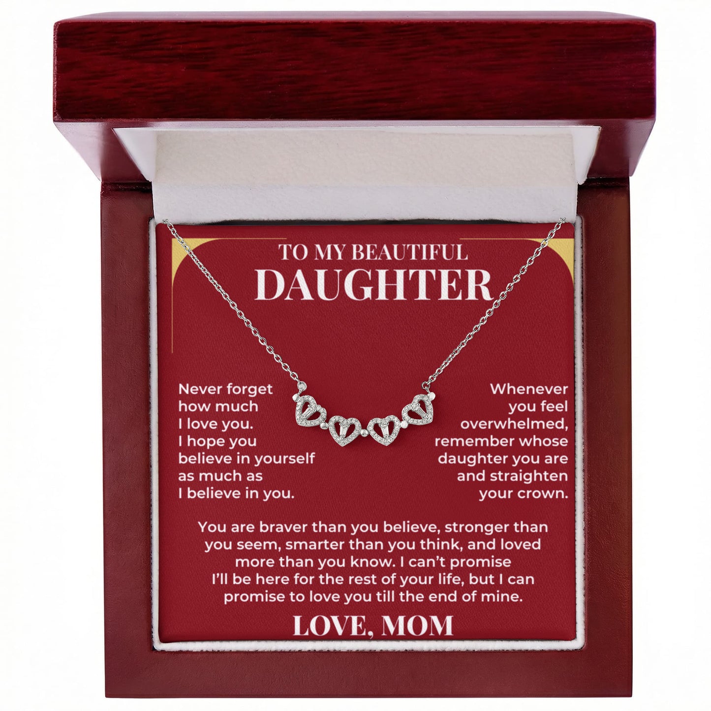 Magnetic Hearts Necklace - To My Daughter "Never Forget How Much I Love You"