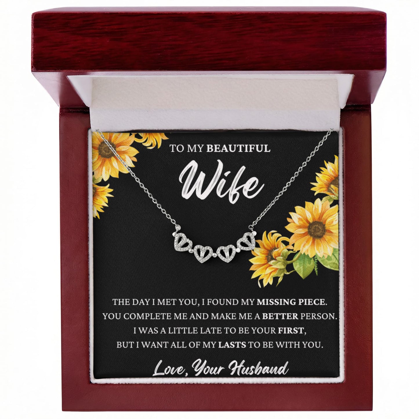 Four Heart Necklace - To My Beautiful Wife "I Found My Missing Piece"