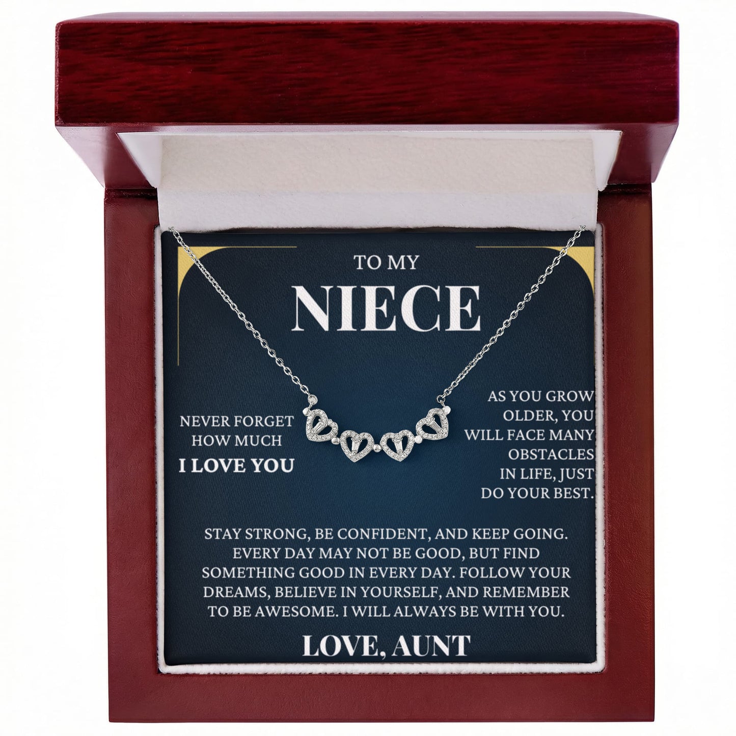 Four Heart Necklace - To My Niece "Keep Going"