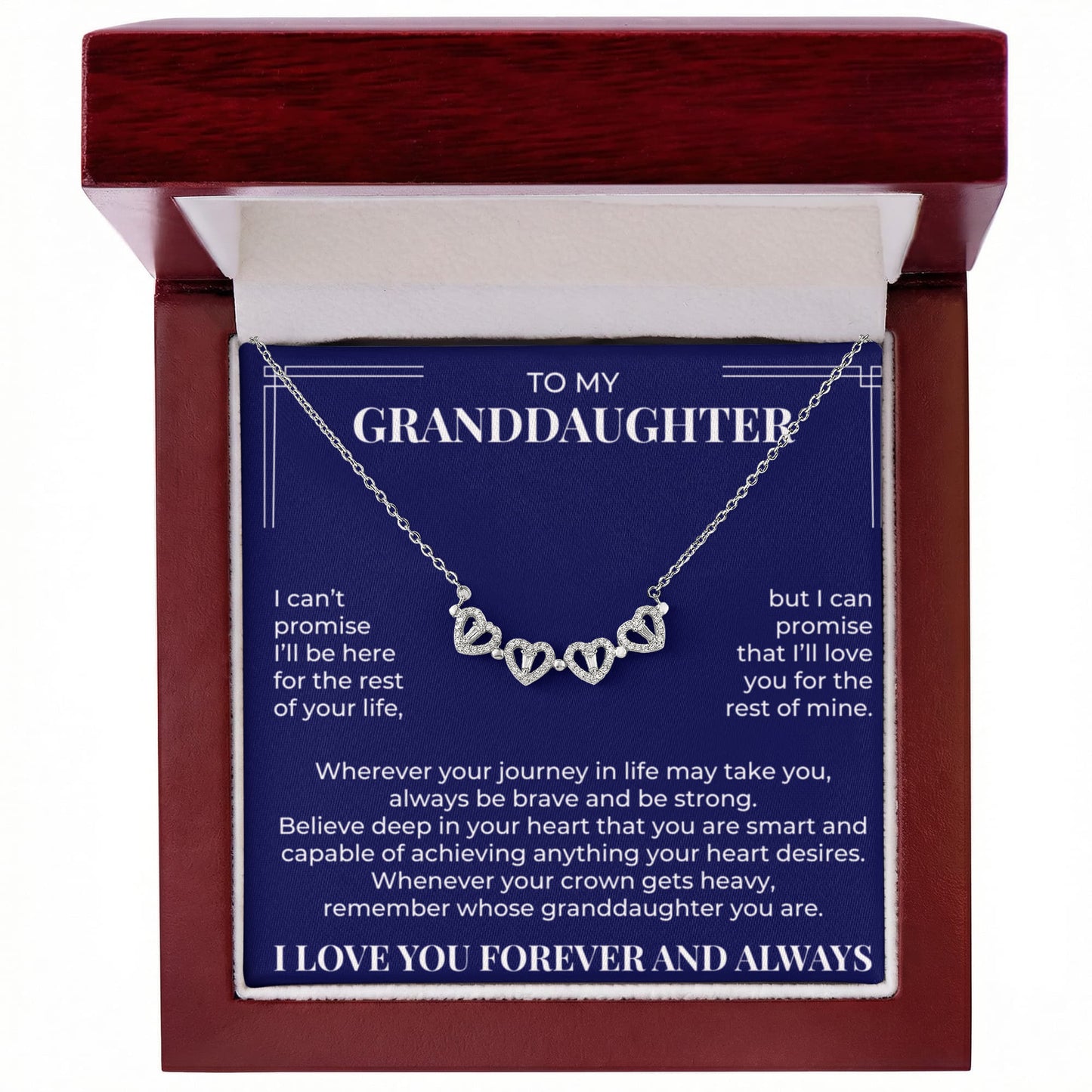 Four Heart Necklace - To My Granddaughter "Always be Brave and be Strong"