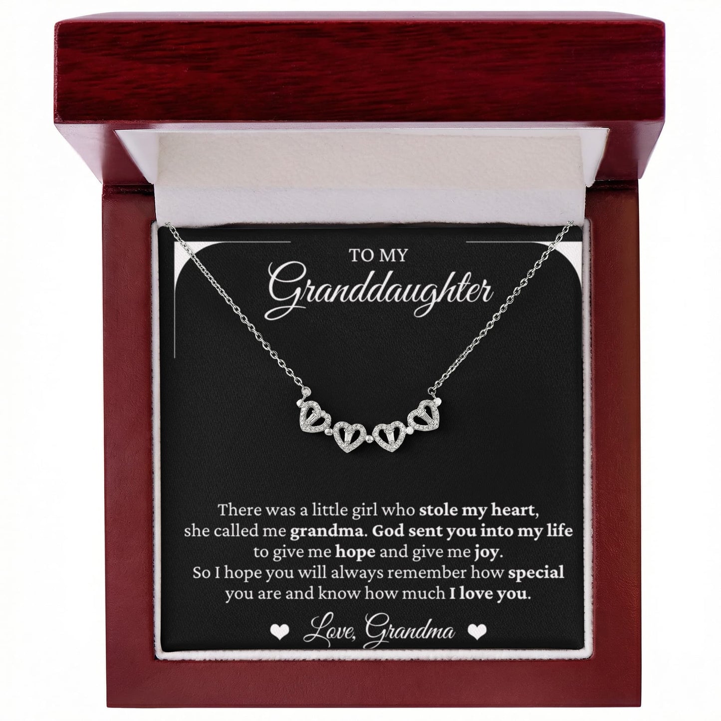 Four Heart Necklace - To My Granddaughter "God Sent You Into My Life"