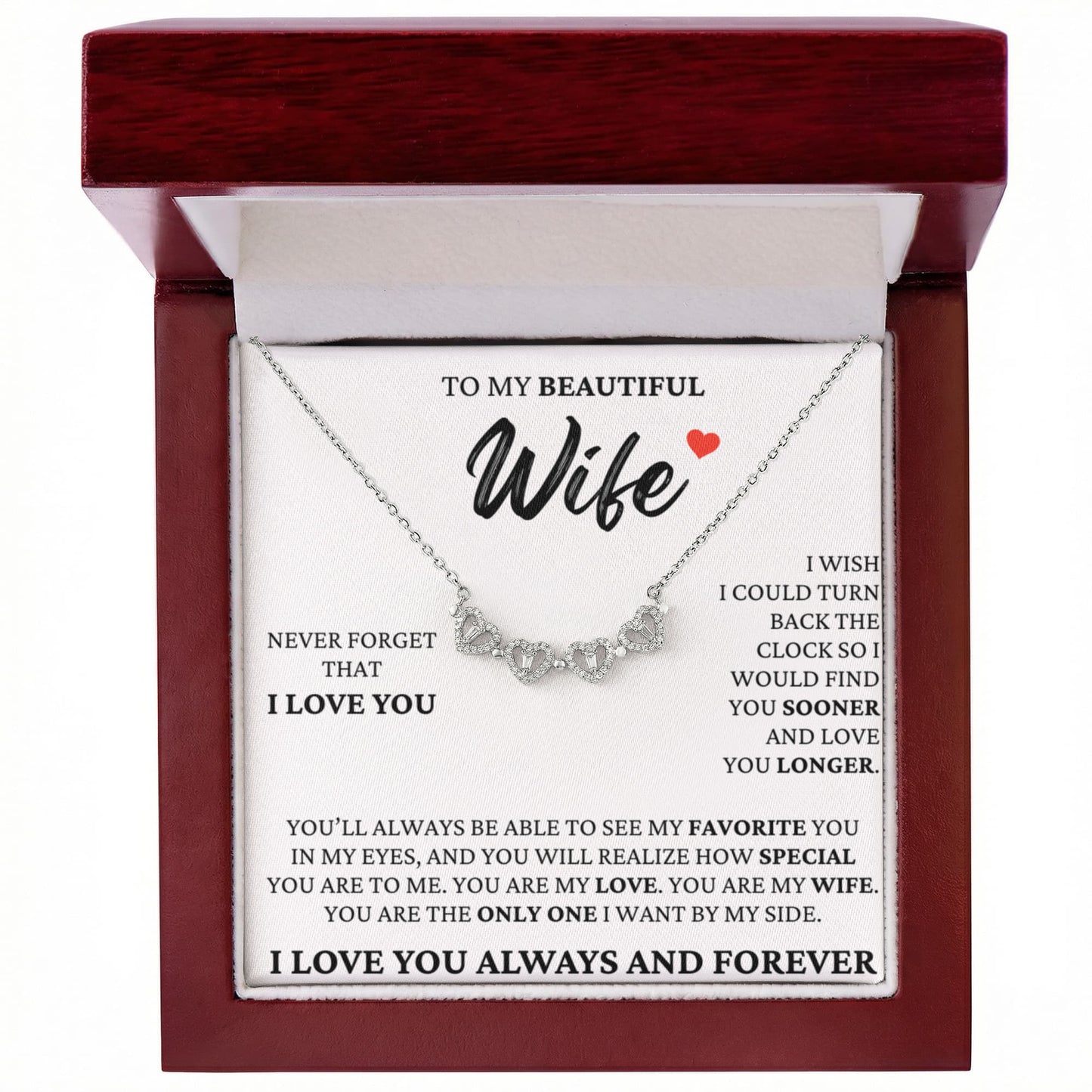 Four Heart Necklace - To My Beautiful Wife "My Favorite You"