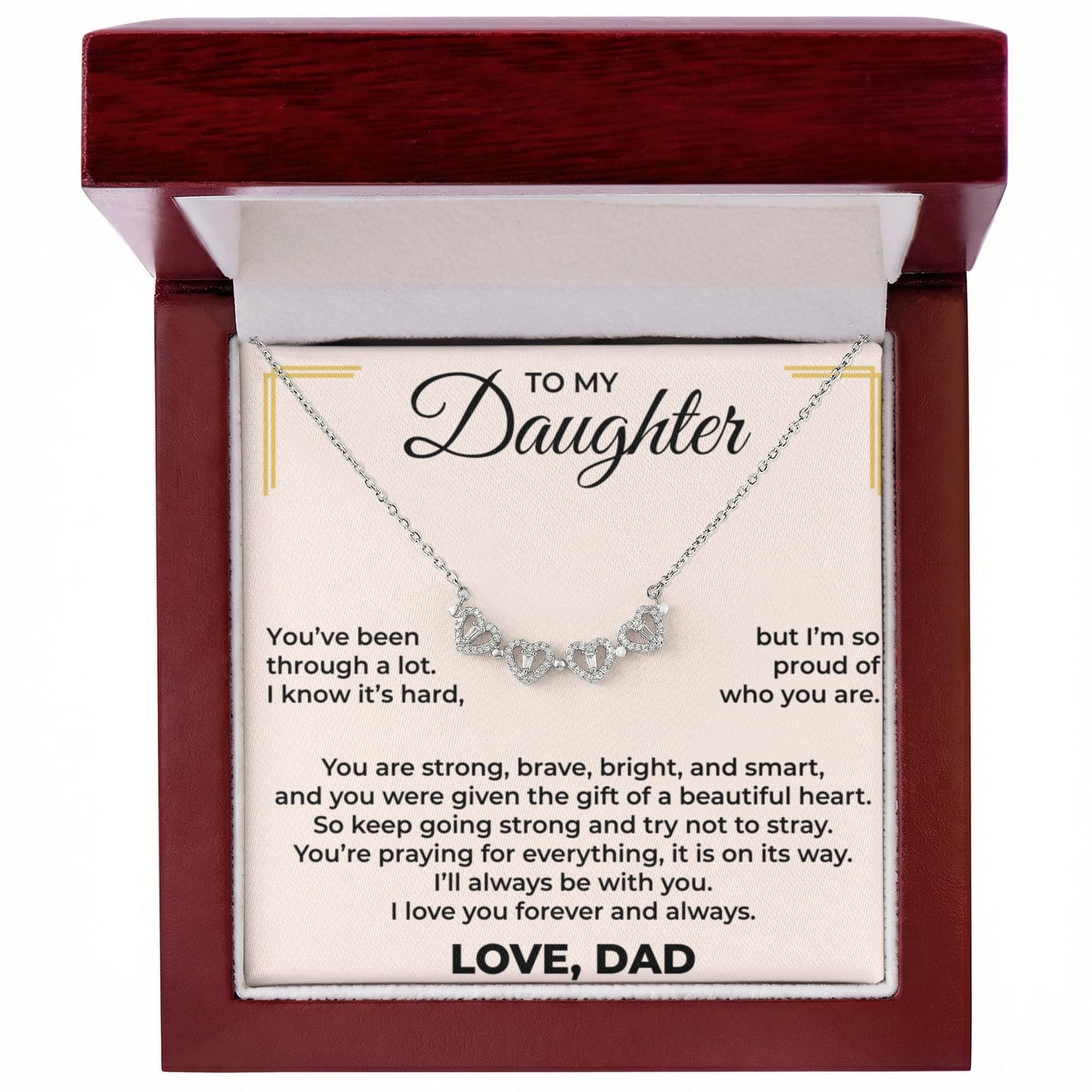 Magnetic Hearts Necklace - To My Beautiful Daughter "I'll Always Be With You"