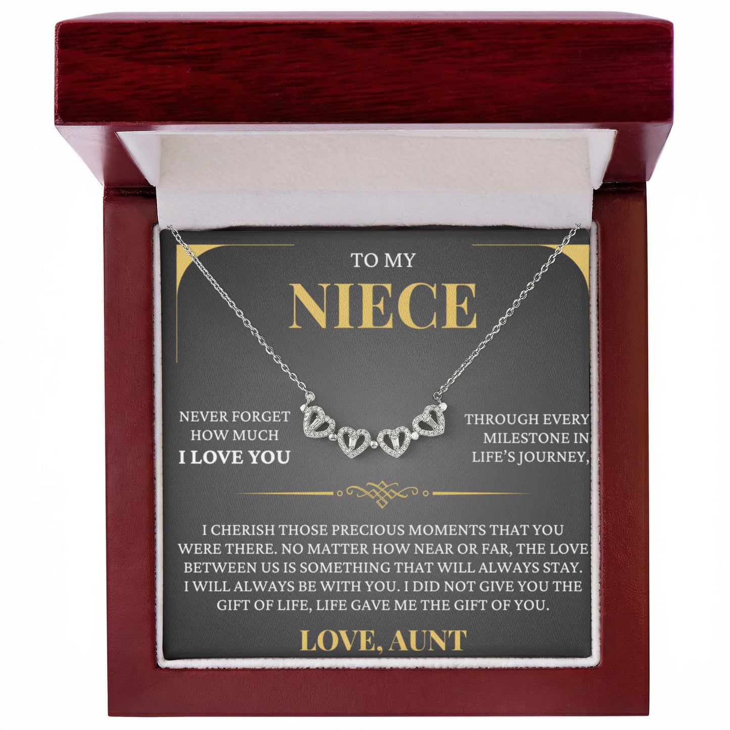 Four Heart Necklace - To My Niece "Life Gave Me The Gift of You"