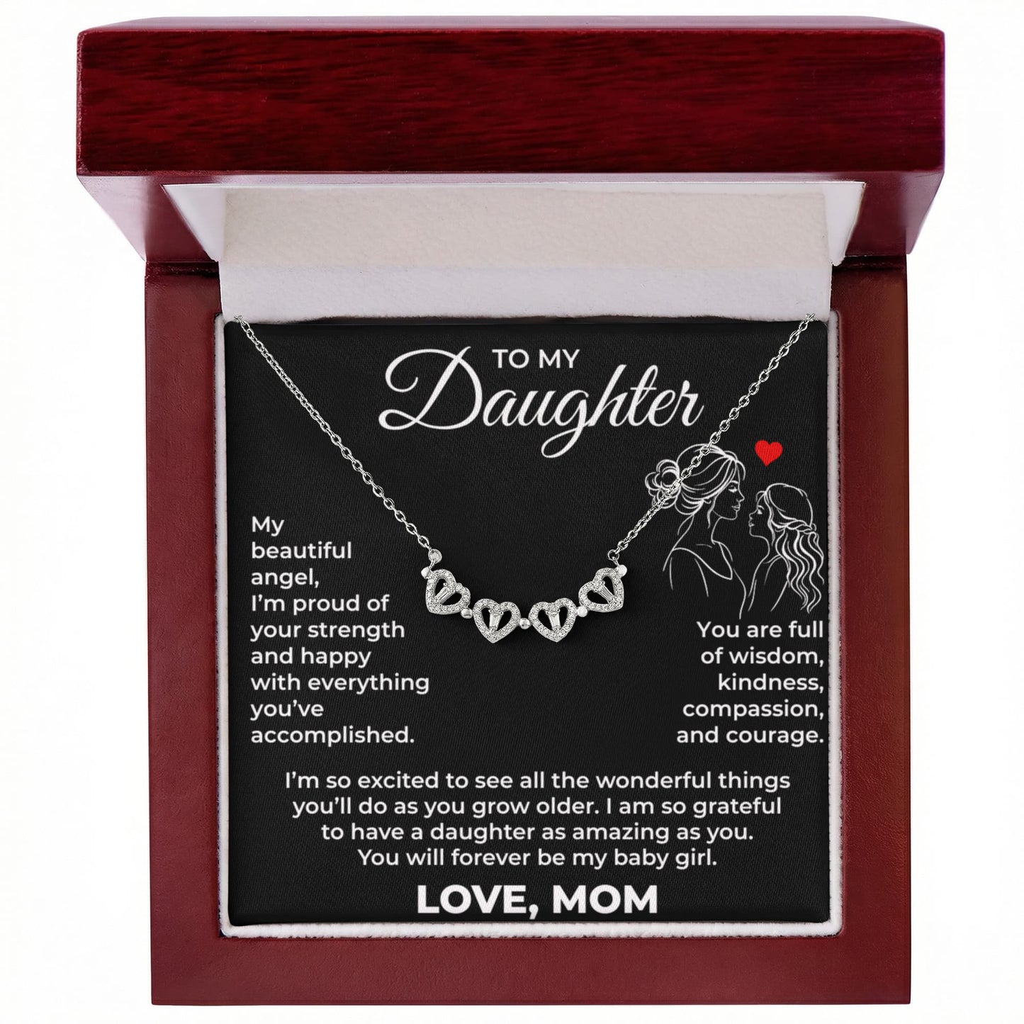 Magnetic Hearts Necklace - To My Daughter "My Beautiful Angel"
