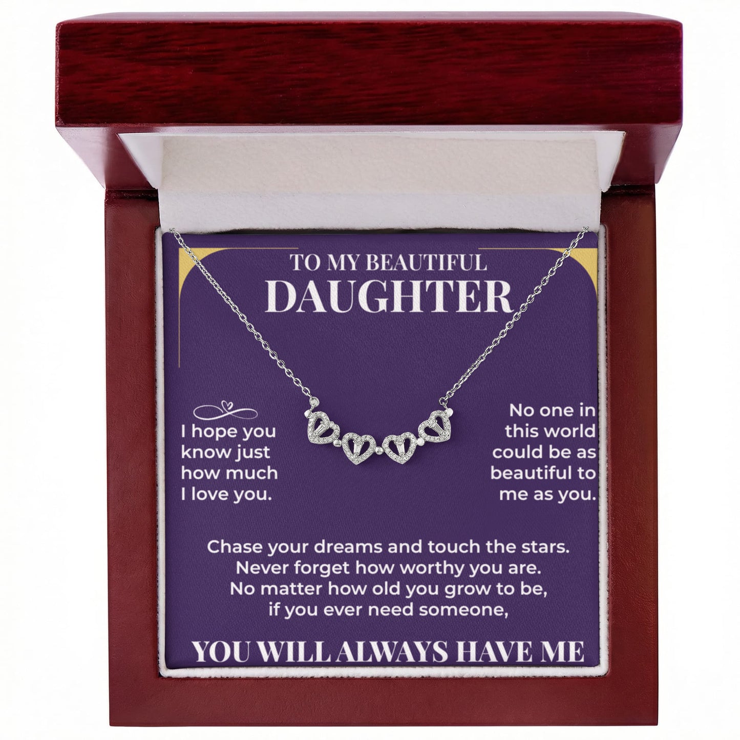 Magnetic Hearts Necklace - To My Beautiful Daughter "Chase Your Dreams"