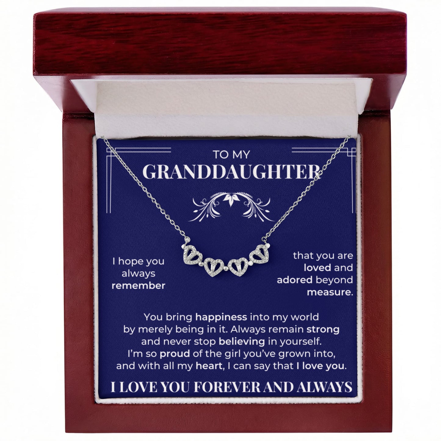 Four Heart Necklace - To My Granddaughter "Always Remain Strong"