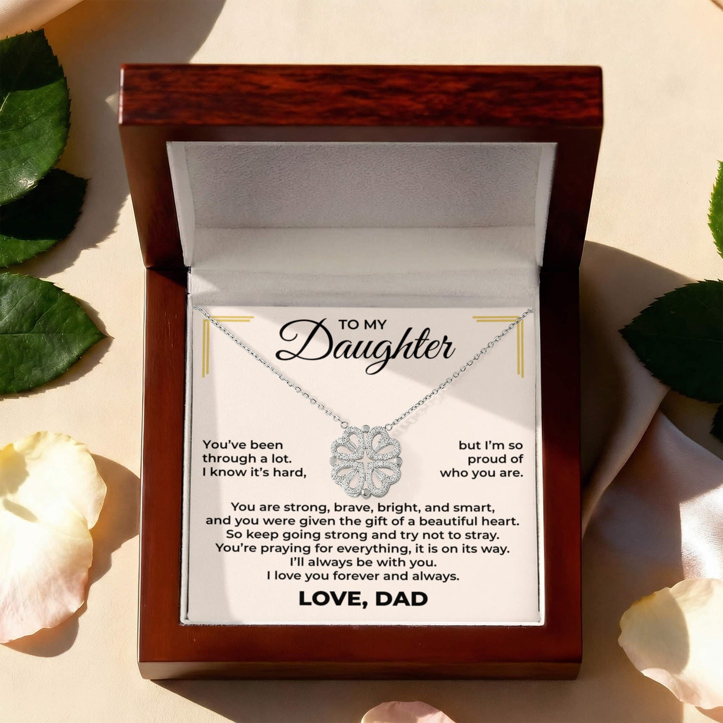 Magnetic Hearts Necklace - To My Beautiful Daughter "I'll Always Be With You"