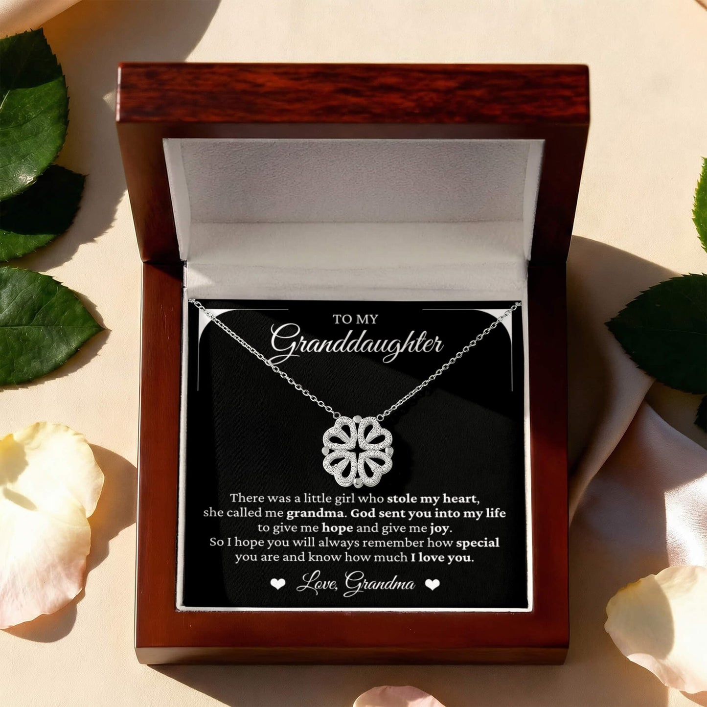 Four Heart Necklace - To My Granddaughter "God Sent You Into My Life"