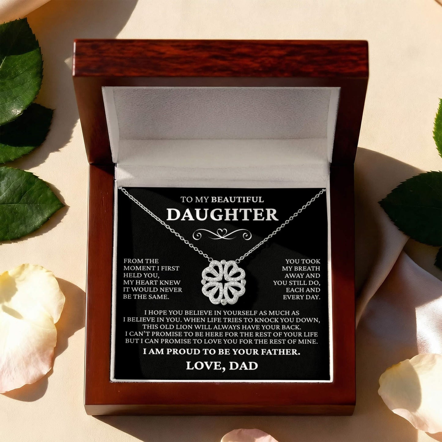 Four Heart Necklace - To My Beautiful Daughter "I Am Proud To Be Your Father"