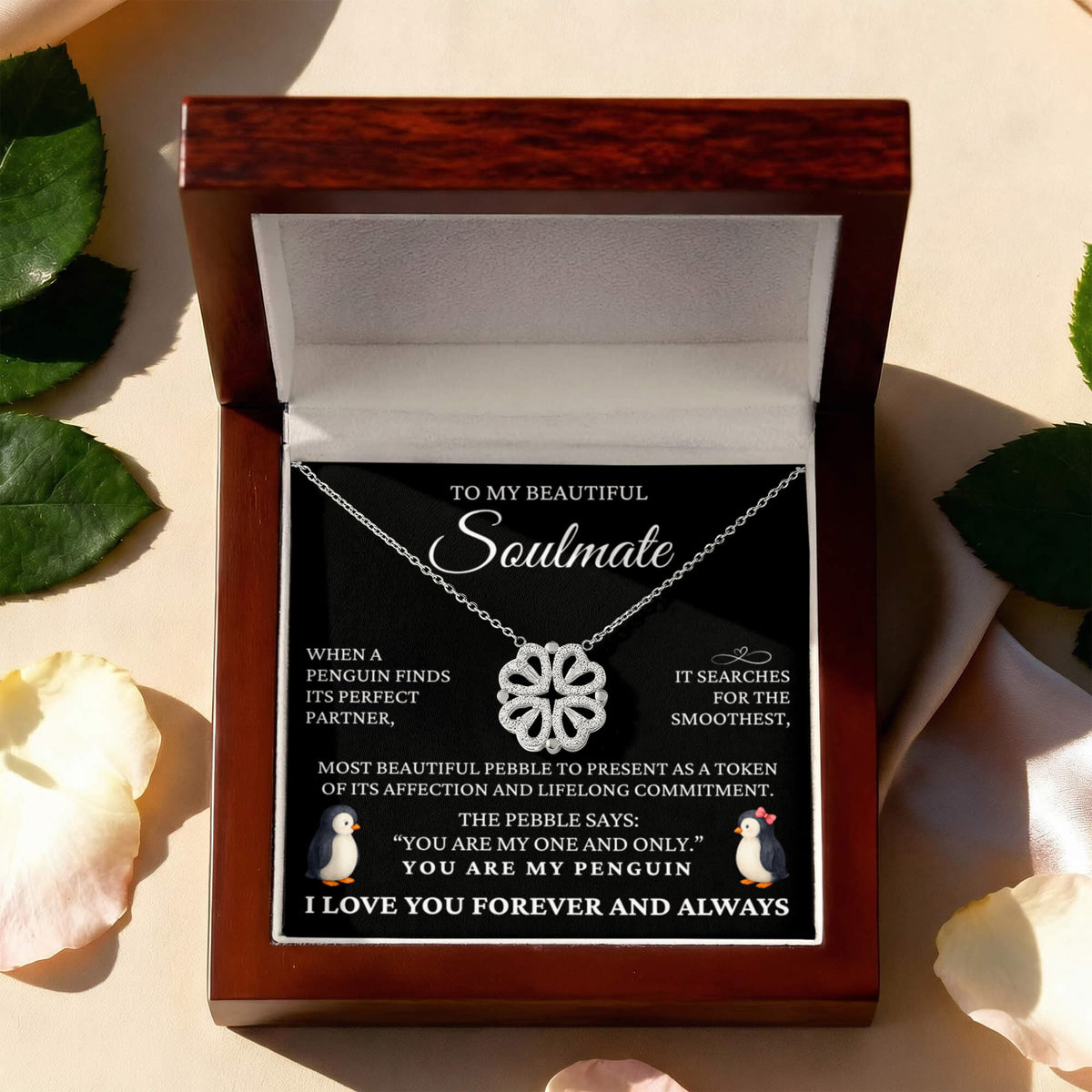 Four Hearts Necklace - To My Beautiful Soulmate "You Are My One and Only, You Are My Penguin"