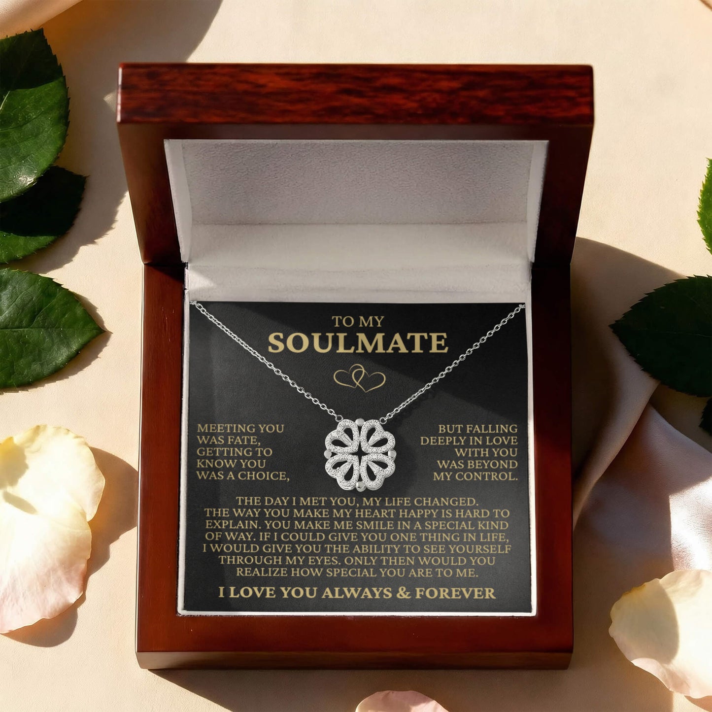 Four Heart Necklace - To My Soulmate "Meeting You Was Fate"