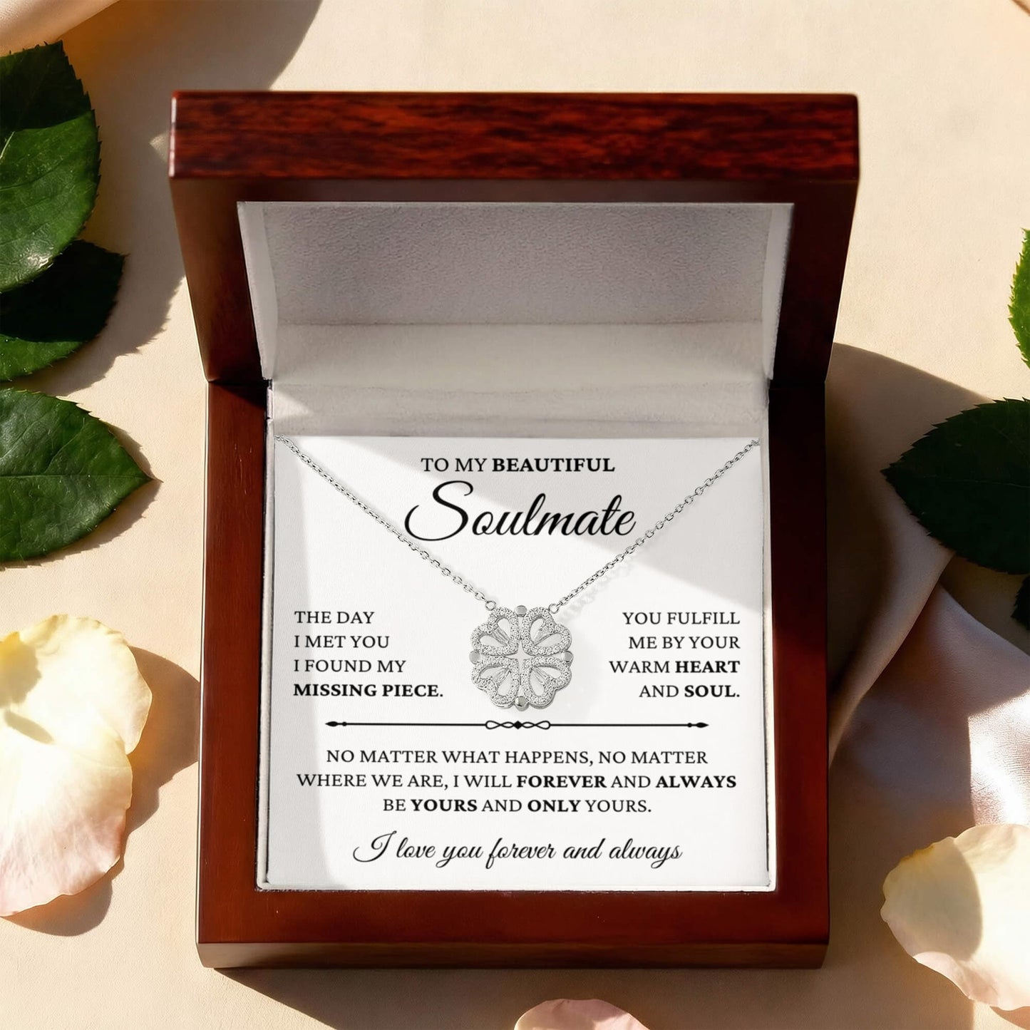 Four Heart Necklace - To My Beautiful Soulmate "I Found My Missing Piece"