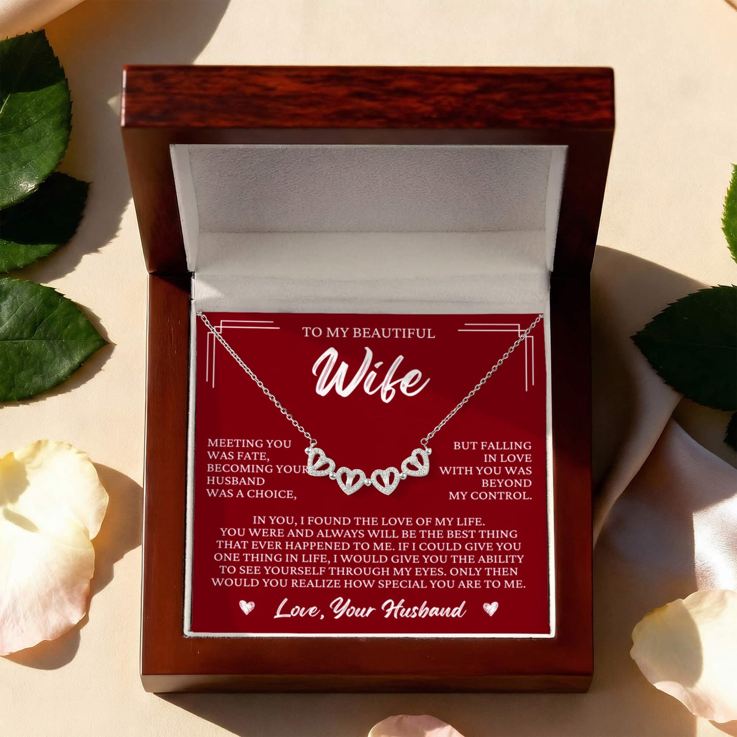 Four Heart Necklace - To My Beautiful Wife