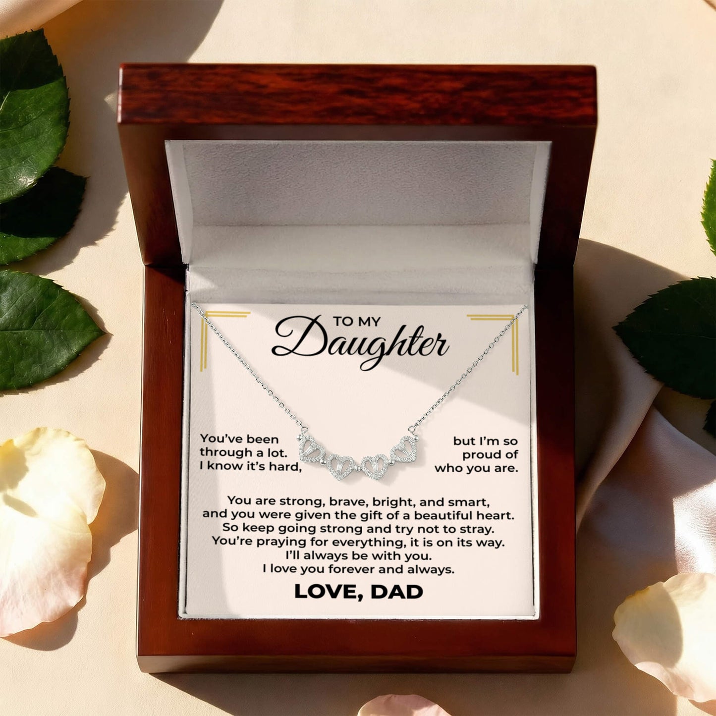 Magnetic Hearts Necklace - To My Beautiful Daughter "I'll Always Be With You"