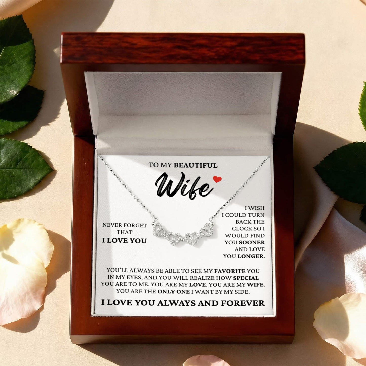 Four Heart Necklace - To My Beautiful Wife "My Favorite You"